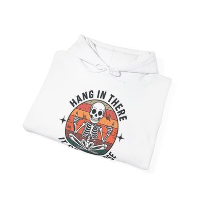 Hang In There It Gets Worse Sarcastic skeleton Flames Hoodie