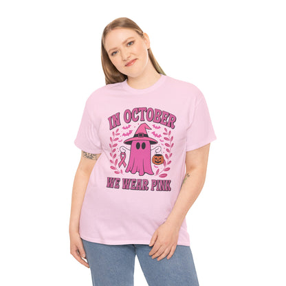 In October We Wear Pink Breast Cancer Awareness Halloween T-Shirt