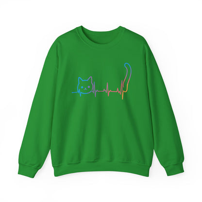 Heartbeat Cat Lover Animal Silhouette Cute Cat Sweatshirt