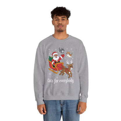 Cats For Everybody Christmas Cat Funny Xmas Women Santa Sweatshirt