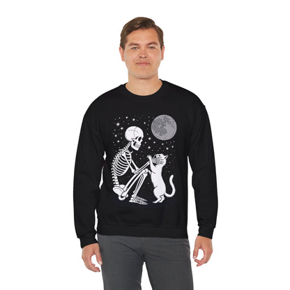 Skeleton Cat Skull Kitty Cute Goth Halloween Men Women Sweatshirt