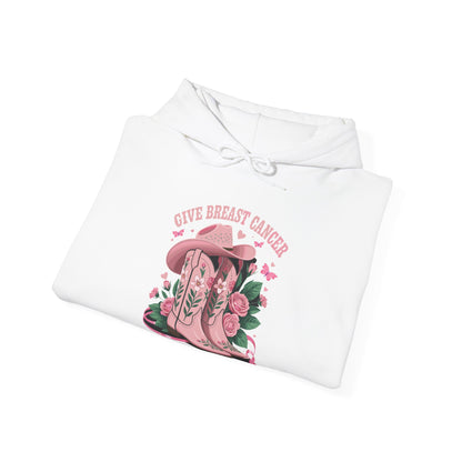 Give Breast Cancer The Boot Cowgirl Cancer Awareness Ribbon Hoodie