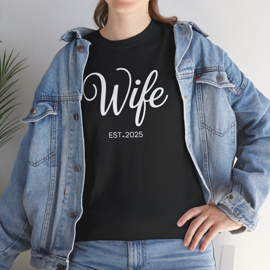 Wife Est 2025 Just Married Honeymoon Wedding Couples T-Shirt