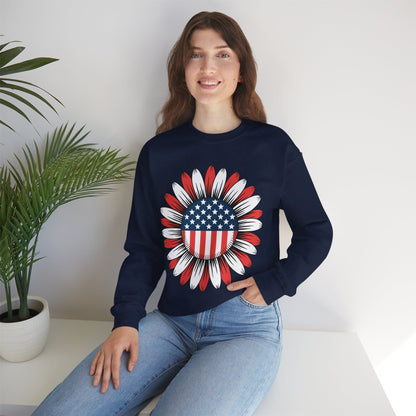 Sunflower American Flag 4th of July Women Men Merica USA Sweatshirt