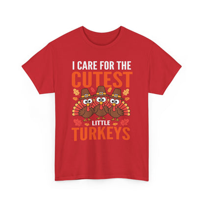 Care For Little Turkeys Nurse Fall Thanksgiving Scrub Top T-Shirt