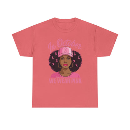 In October We Wear Pink Black Women Breast Cancer Awareness T-Shirt