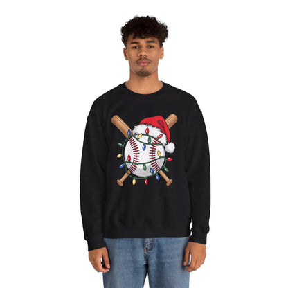 Santa Sports Design For Men Boys Christmas Baseball Player Sweatshirt
