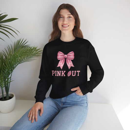 Pink Out Football Bow Preppy Breast Cancer Awareness Women Sweatshirt