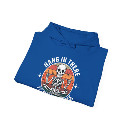 Hang In There It Gets Worse Sarcastic skeleton Flames Hoodie