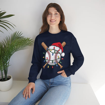 Santa Sports Design For Men Boys Christmas Baseball Player Sweatshirt