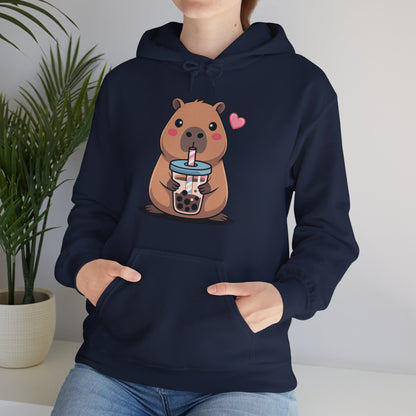 Cute Capybara Kawaii Anime Drinking Bubble Tea Lover Girls Hoodie