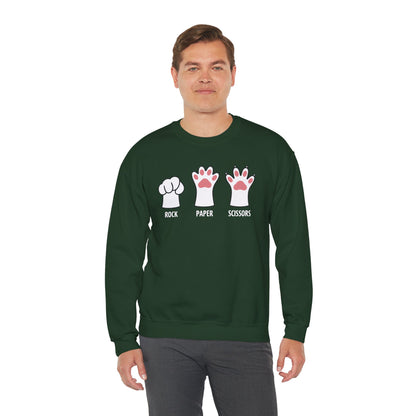 Funny  Introvert Cat Animal Rescue Rock Paper Scissors Cute Paw Cat Sweatshirt