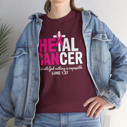 Heal Cancer Believe God Christian Breast Cancer Awareness T-Shirt