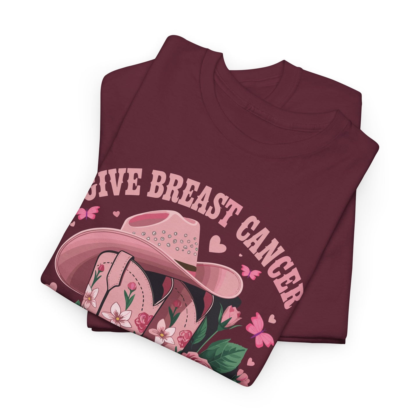 Give Breast Cancer The Boot Cowgirl Cancer Awareness Ribbon T-Shirt