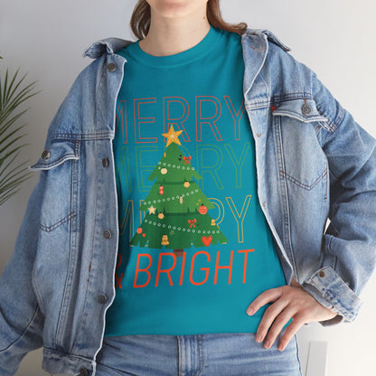 Merry and Bright Christmas Tee Cute Holiday Shirt for Men and Women