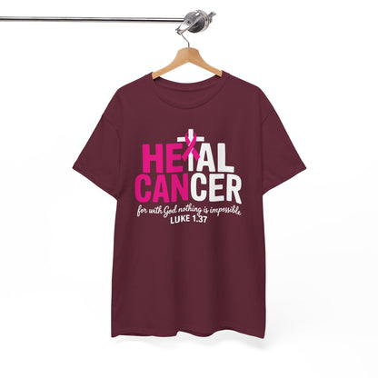 Heal Cancer Believe God Christian Breast Cancer Awareness T-Shirt