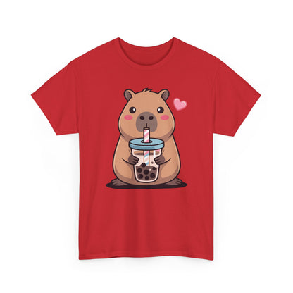Cute Capybara Kawaii Anime Drinking Bubble Tea Lover Girls T-Shirt