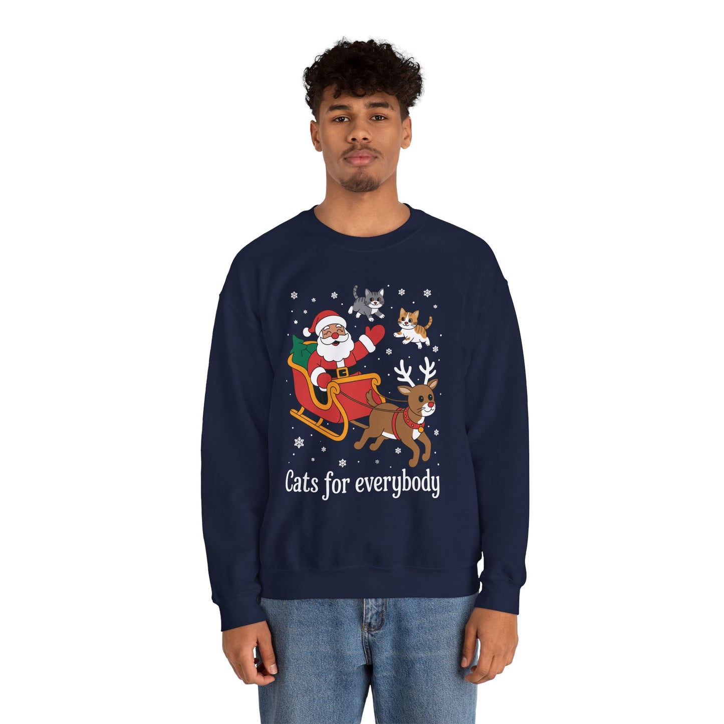 Cats For Everybody Christmas Cat Funny Xmas Women Santa Sweatshirt