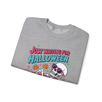 Just Waiting For Halloween Skeleton Donut Summerween Vibes Sweatshirt