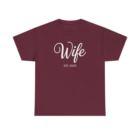 Wife Est 2025 Just Married Honeymoon Wedding Couples T-Shirt