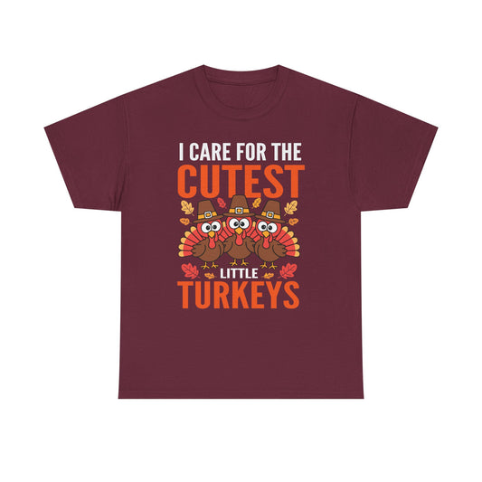 Care For Little Turkeys Nurse Fall Thanksgiving Scrub Top T-Shirt