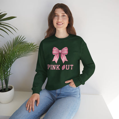 Pink Out Football Bow Preppy Breast Cancer Awareness Women Sweatshirt