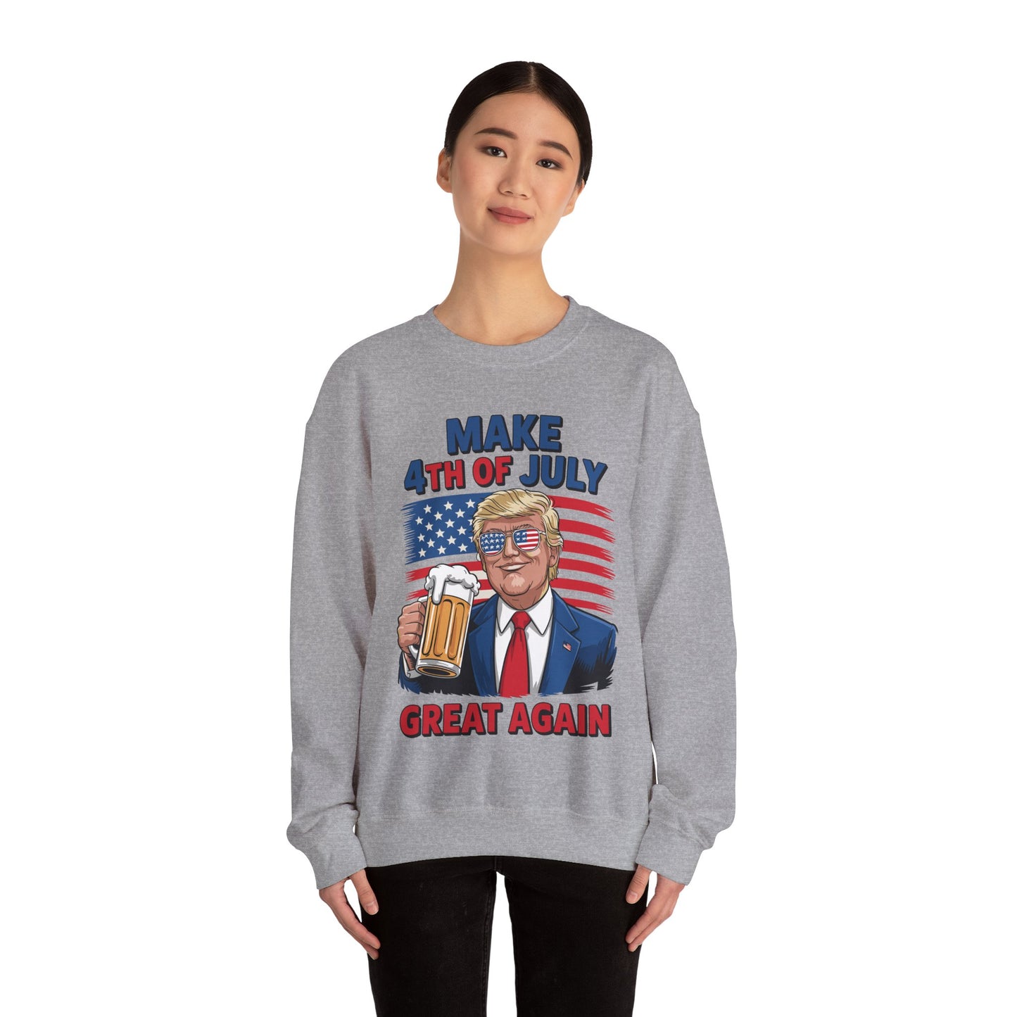 Trump Make 4th of July Great Again Men Drinking Beer Funny Sweatshirt