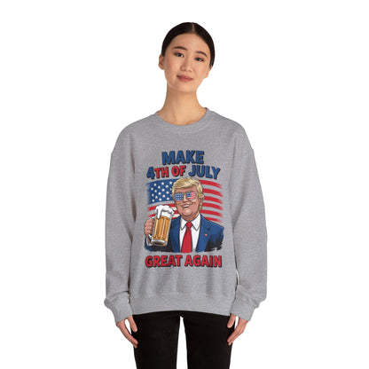 Trump Make 4th of July Great Again Men Drinking Beer Funny Sweatshirt