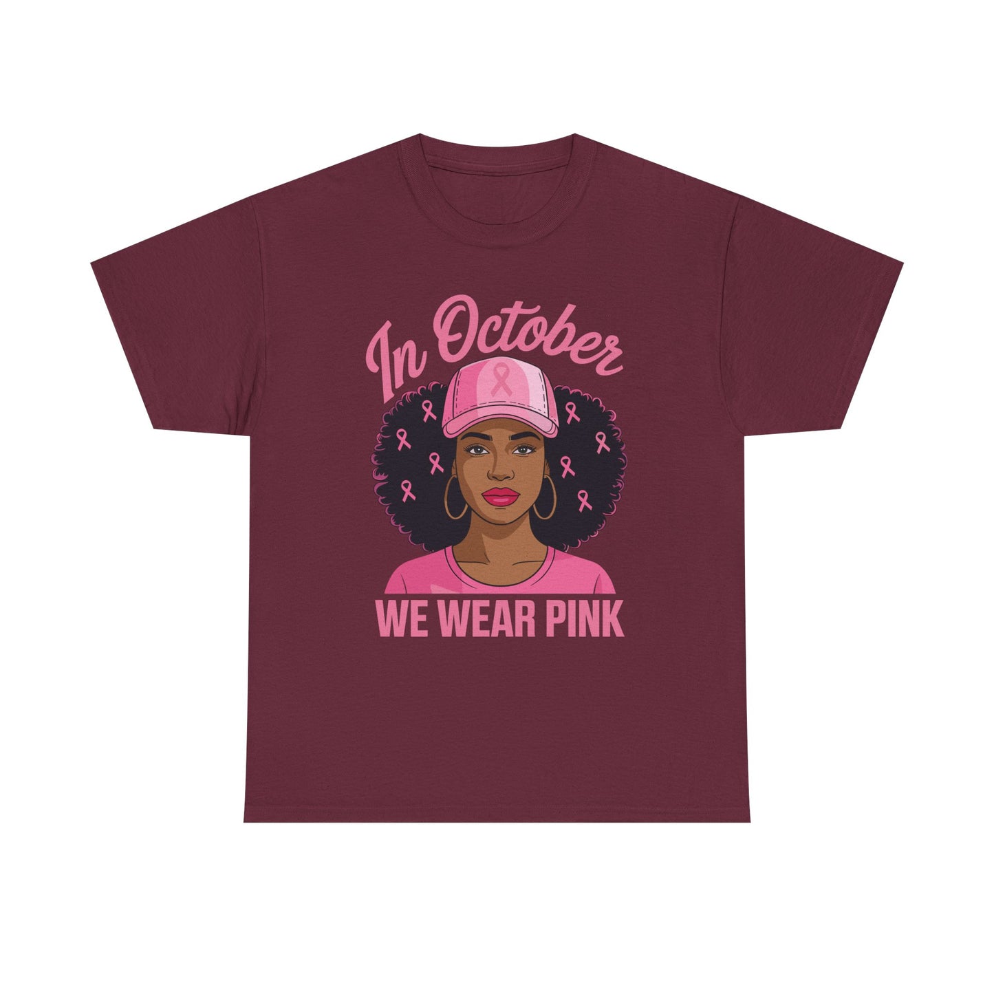 In October We Wear Pink Black Women Breast Cancer Awareness T-Shirt