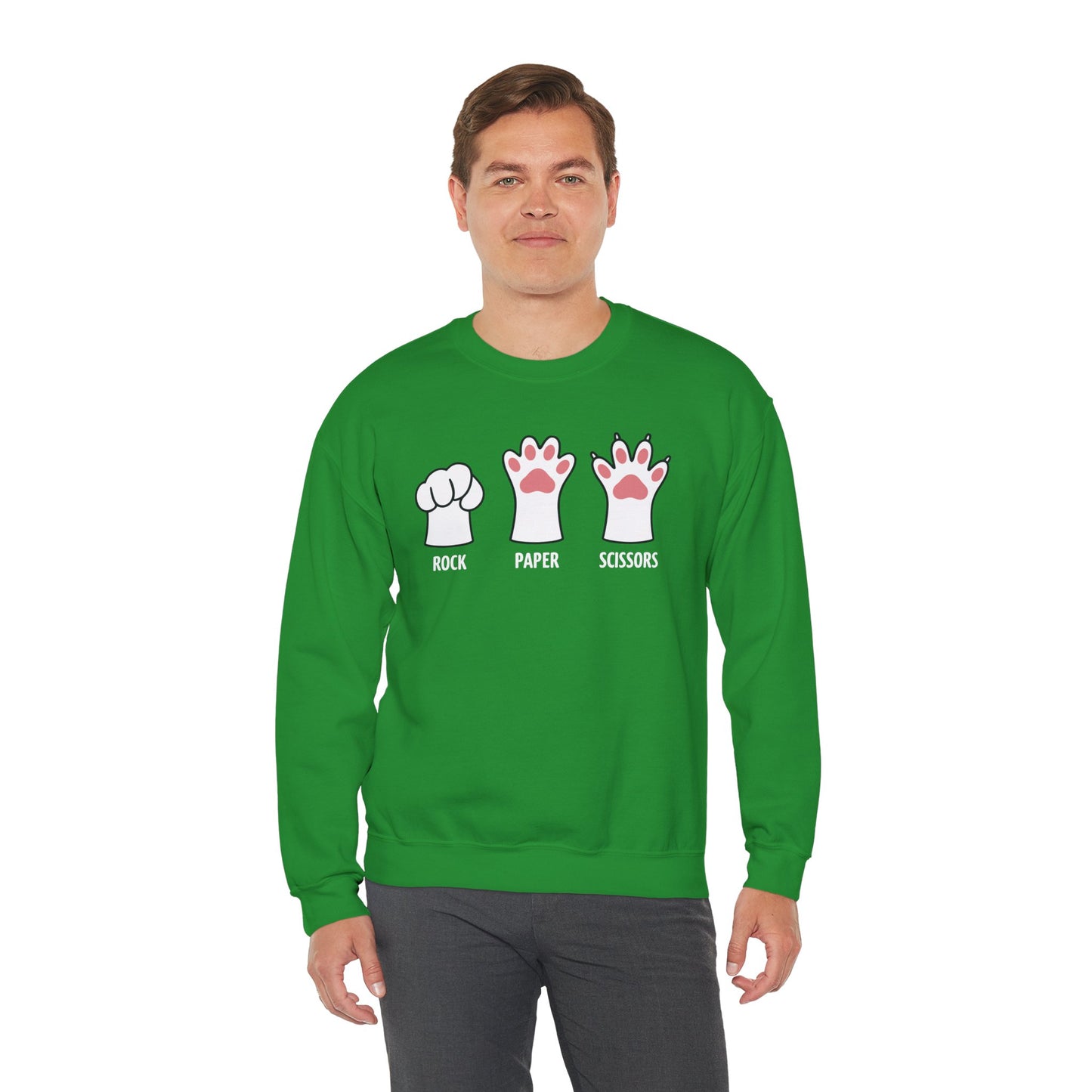 Funny  Introvert Cat Animal Rescue Rock Paper Scissors Cute Paw Cat Sweatshirt