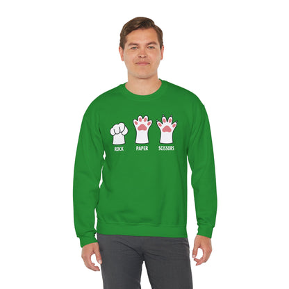 Funny  Introvert Cat Animal Rescue Rock Paper Scissors Cute Paw Cat Sweatshirt