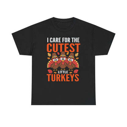 Care For Little Turkeys Nurse Fall Thanksgiving Scrub Top T-Shirt