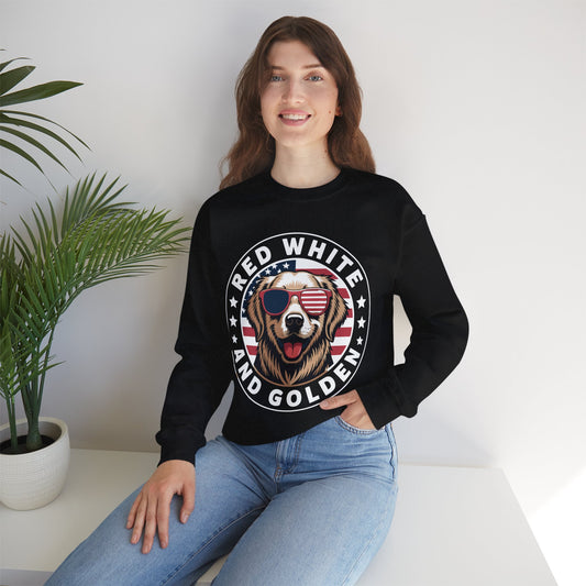 Red White Golden Retriever American Flag 4th of July Gift Sweatshirt