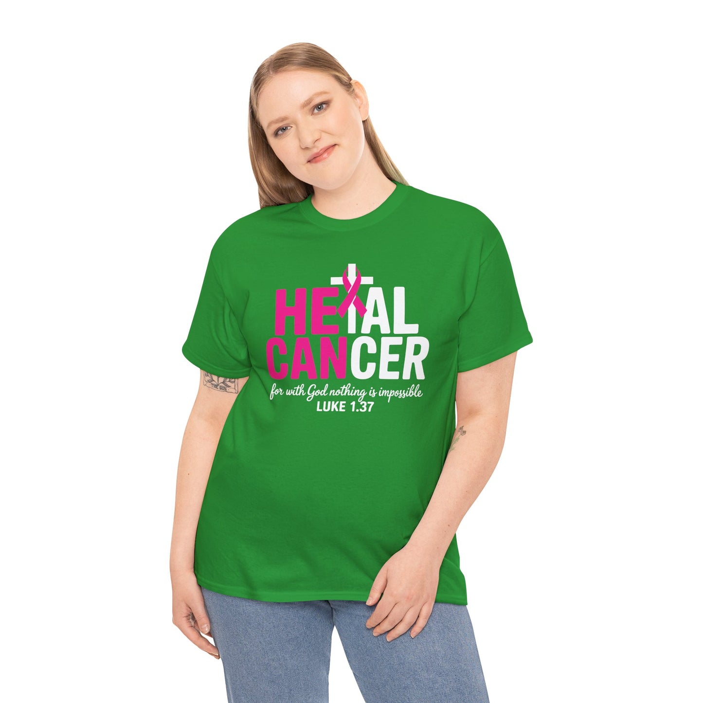 Heal Cancer Believe God Christian Breast Cancer Awareness T-Shirt