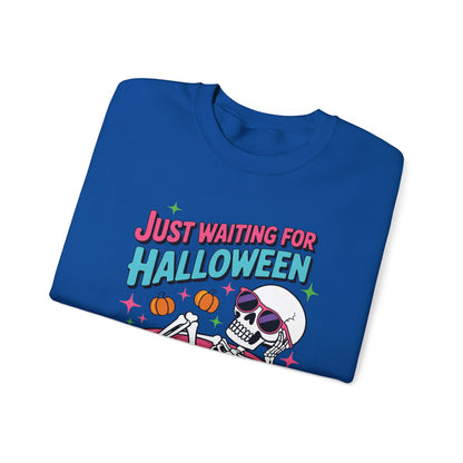 Just Waiting For Halloween Skeleton Donut Summerween Vibes Sweatshirt