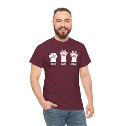 Funny  Introvert Cat Animal Rescue Rock Paper Scissors Cute Paw Cat T-Shirt