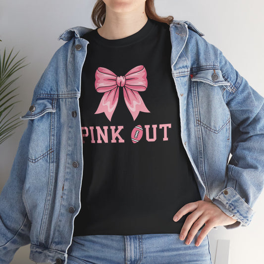 Pink Out Football Bow Preppy Breast Cancer Awareness Women T-Shirt