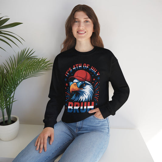 Bruh 4th Of July Boys Kids Fourth Of July Bald Eagle Sweatshirt