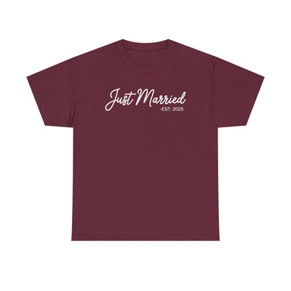 Just Married 2025 Honeymoon Wedding Couples Fiancee T-Shirt
