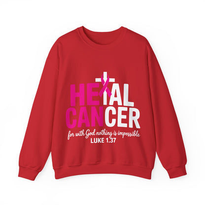 Heal Cancer Believe God Christian Breast Cancer Awareness Sweatshirt