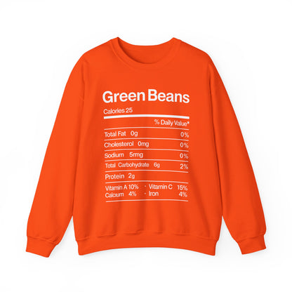 Green Beans Nutrition Facts Funny Thanksgiving Christmas Sweatshirt
