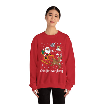 Cats For Everybody Christmas Cat Funny Xmas Women Santa Sweatshirt