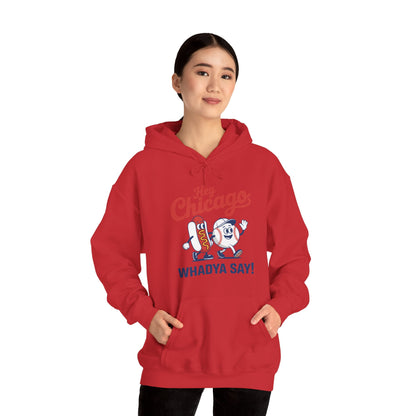 Hey Chicago Whadya Say Baseball and Hot Dog 4th of July Men Women Hoodie