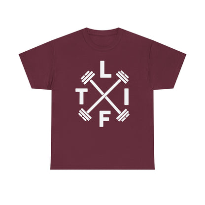 LIFT Weightlifting Fitness Barbells Crossed Circle T-Shirt