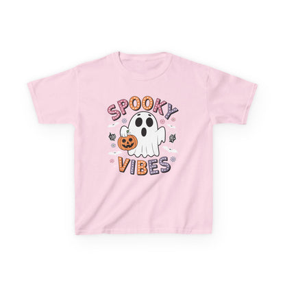 Spooky Vibes Ghost Retro Groovy Halloween Kids T-Shirt