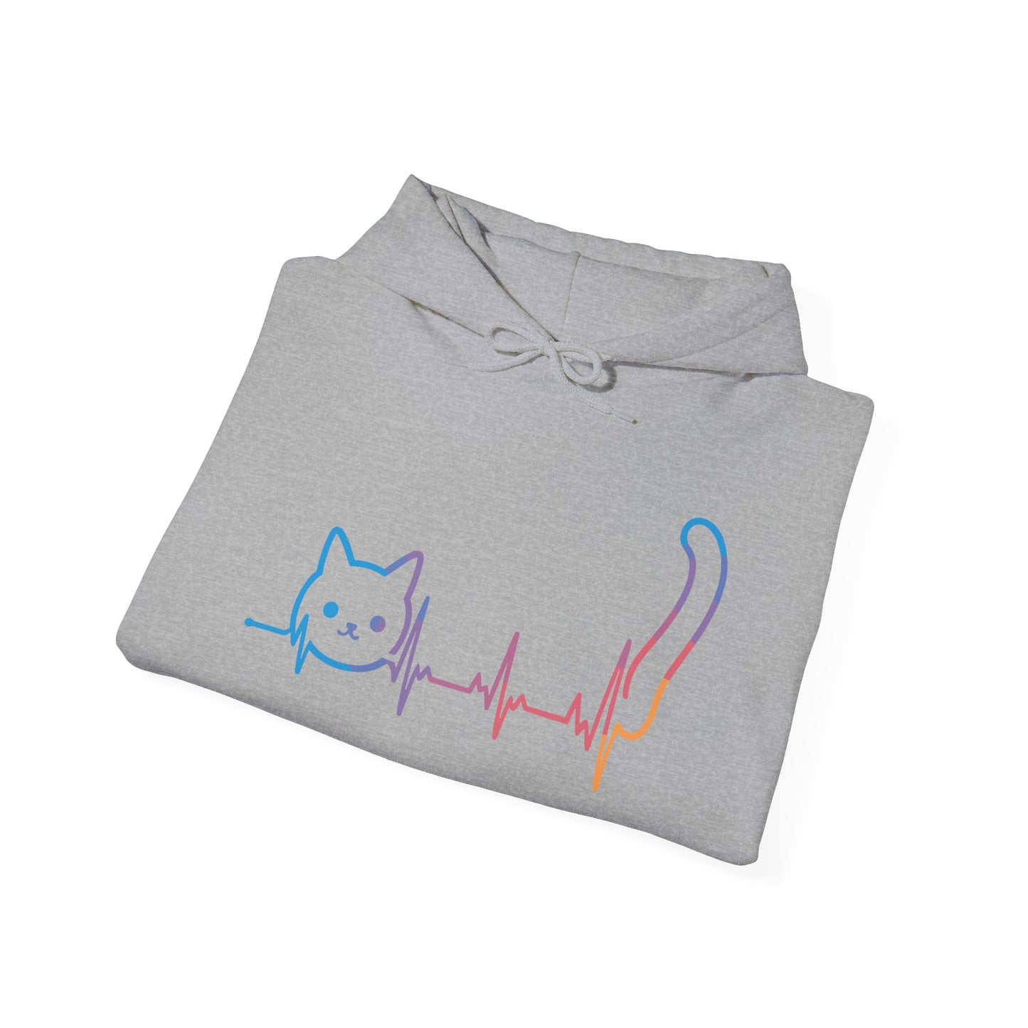 Heartbeat Cat Lover Animal Silhouette Cute Cat Hoodie