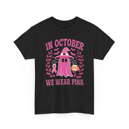 In October We Wear Pink Breast Cancer Awareness Halloween T-Shirt