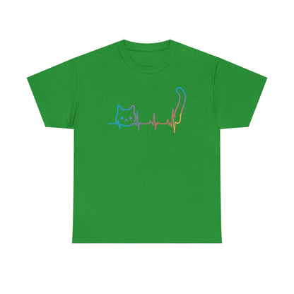Heartbeat Cat Lover Animal Silhouette Cute Cat T-Shirt