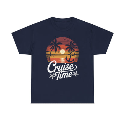 On Cruise Time Coconut Tree Graphic Summer Vacation Cruising T-shirt