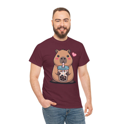 Cute Capybara Kawaii Anime Drinking Bubble Tea Lover Girls T-Shirt